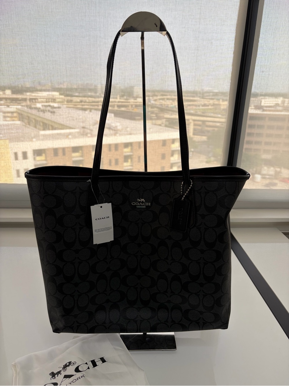 Coach Black Signature Canvas Tote